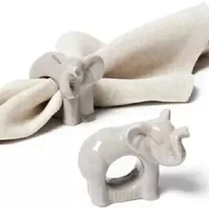 Martha Stewart Collection Exotic Escape Elephant Napkin Rings, Set of 4